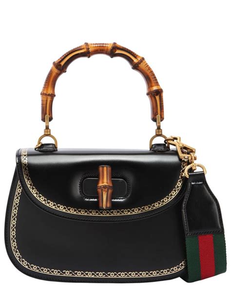 gucci black bag with bamboo handle